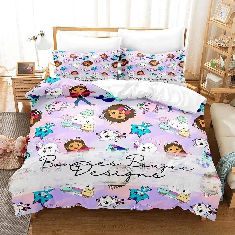 Gabbys Dockhus Sängkläder Set Enkel Twin Full Queen King Size Sängset Vuxen Barn Sovrum Påslakanset 3D Anime Lakan Set 70x133cm 2pcs