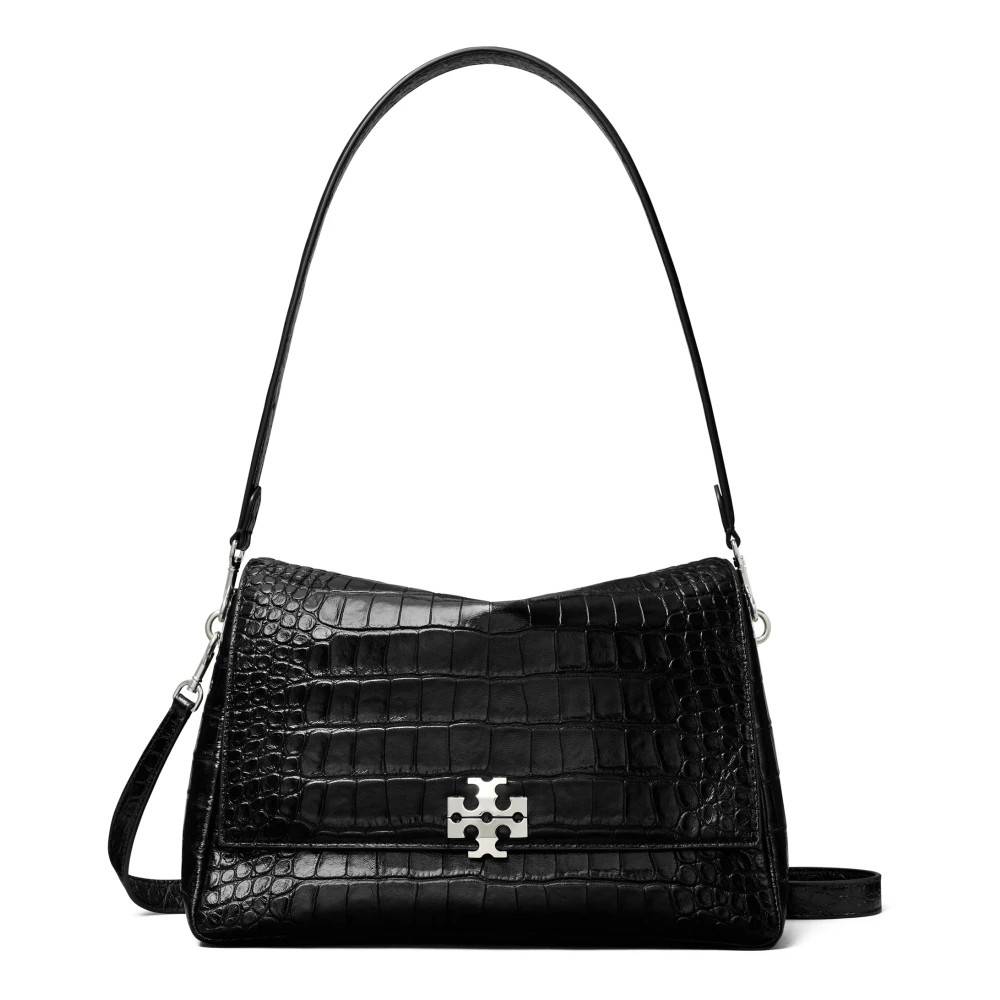 Tory Burch Charlie Skuldertaske med krokodilleprægning - Tasker - Dame - Sort - ONE SIZE - Uld