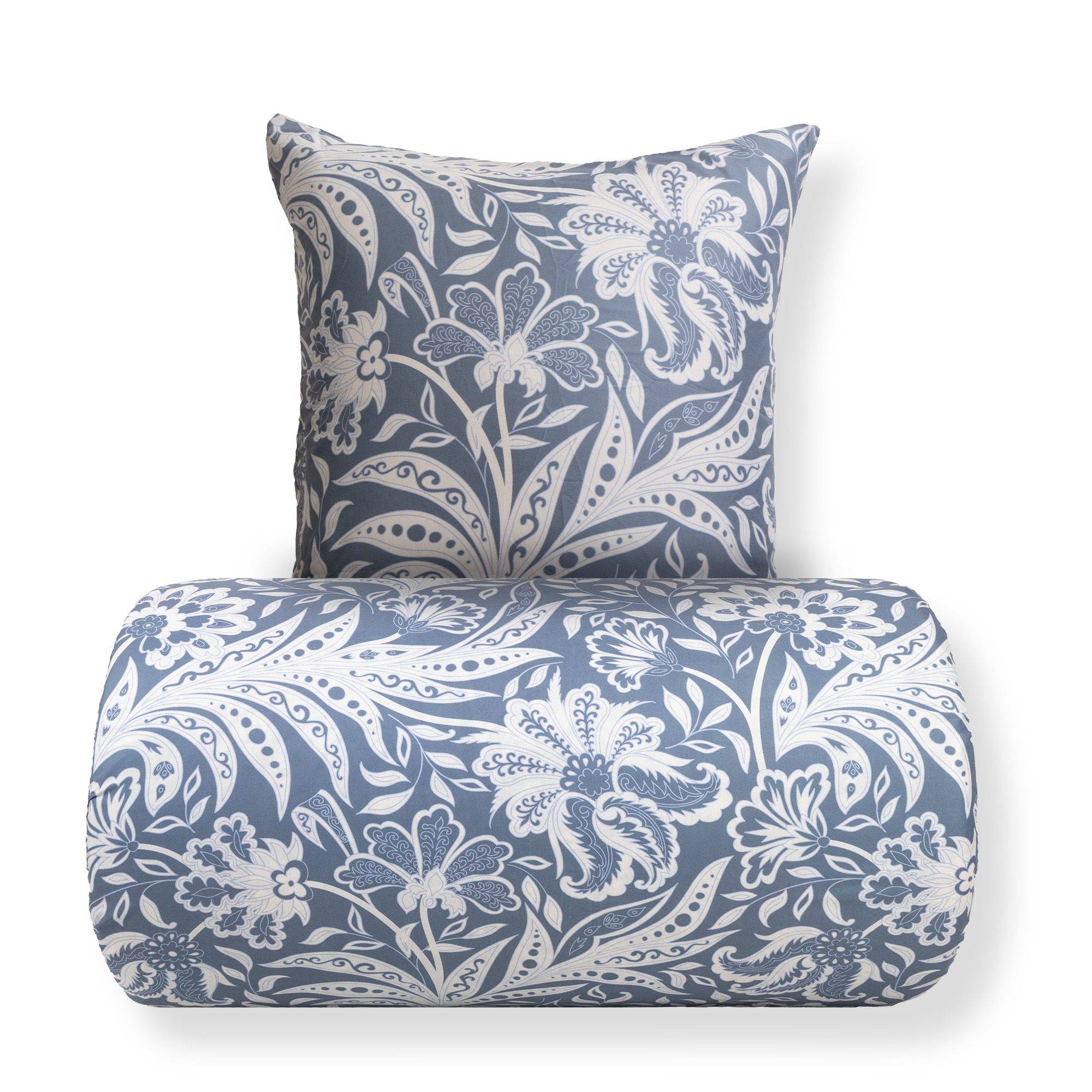 Sengetøj - Microfiber - Blåt blomstret print