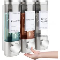 Lollanda Sæbedispenser Vægmonteret – 3-rums brusedispenser 300ml x3, til shampoo og sæbe