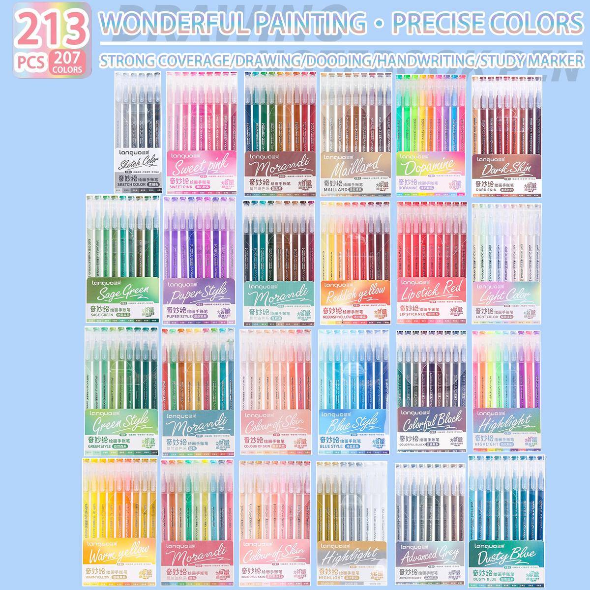 Languo 207/45/9 Färger Morandi Gelpenna 0.6mm Dagbok Scrapbok Målning DIY Gelpenna Set Färg Ritning Konstmarkörer Skolmaterial gray