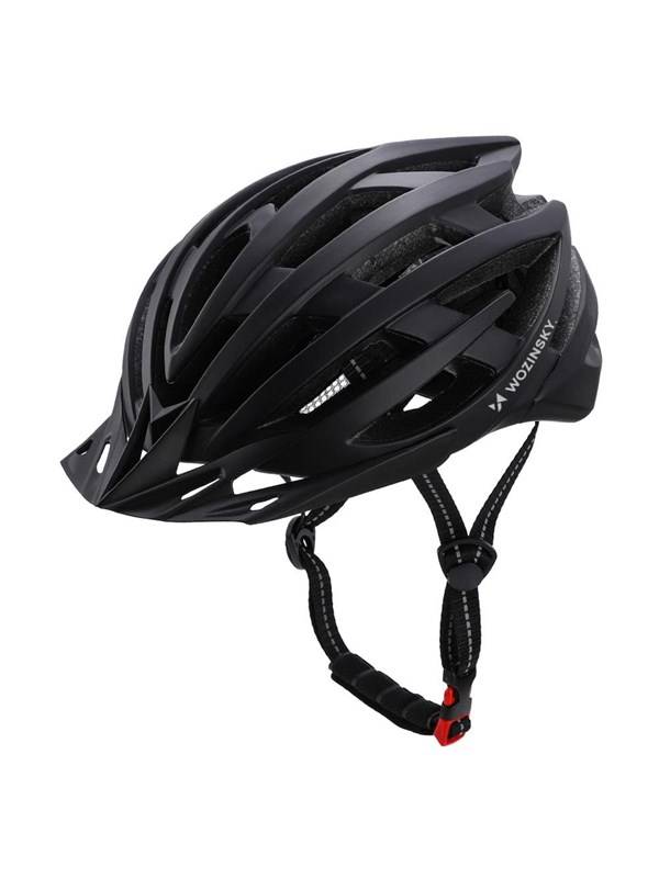 Wozinsky MTB Bike Helmet with Detachable Visor and USB Rear Light 57-62 cm - Black