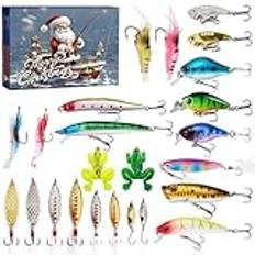 Fiske adventskalender 2024, adventskalender, 24 dagar jul överraskning rolig fiske adventskalender för män, tonåringar och vuxna fiskare fiskegåvor