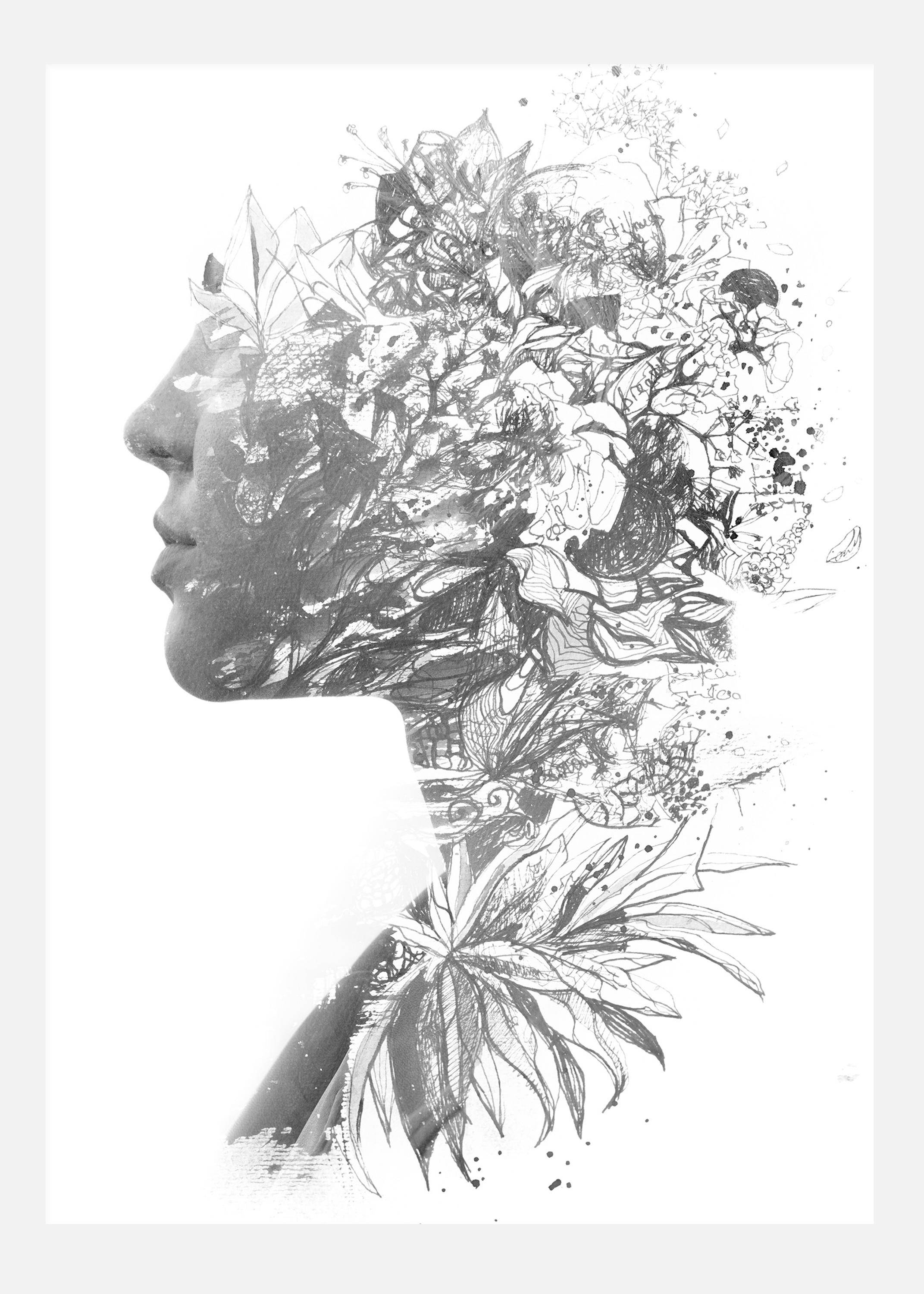 Flower Lady Canvastavla (100x140 cm)
