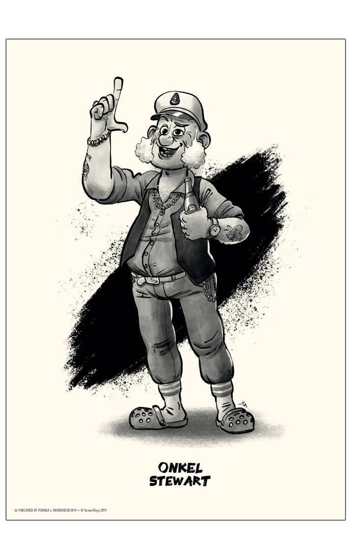 Onkel Stewart, Ternet Ninja 50 x 70 cm.