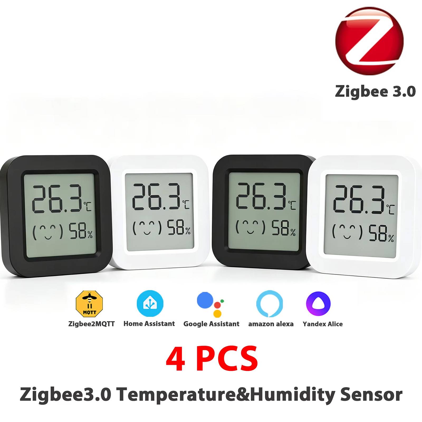 Zigbee Temperature Humidity Sensor For Smart Home LCD Screen Works With Tuya Alexa Google Home APP Smart Life Tuya Smart Yandex