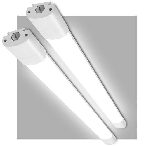 LEOEU 2 Stück Feuchtraumleuchte LED 150CM, 45W 5000LM Deckenleuchte LED Röhre, Flimmerfrei IP65 Wasserdichte Feuchtraumlampe 150CM Als Kellerleuchte