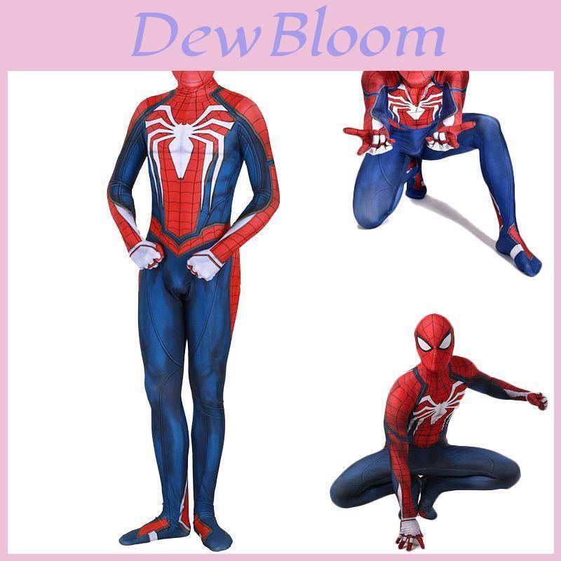 Ps4 Insomniac Spider-man Cosplay Kostym 3d Tryck Vuxen Barn Spidey Zentai Dräkt Med Utsökt Hantverk Och Andningsbart Lycra Material cm blue
