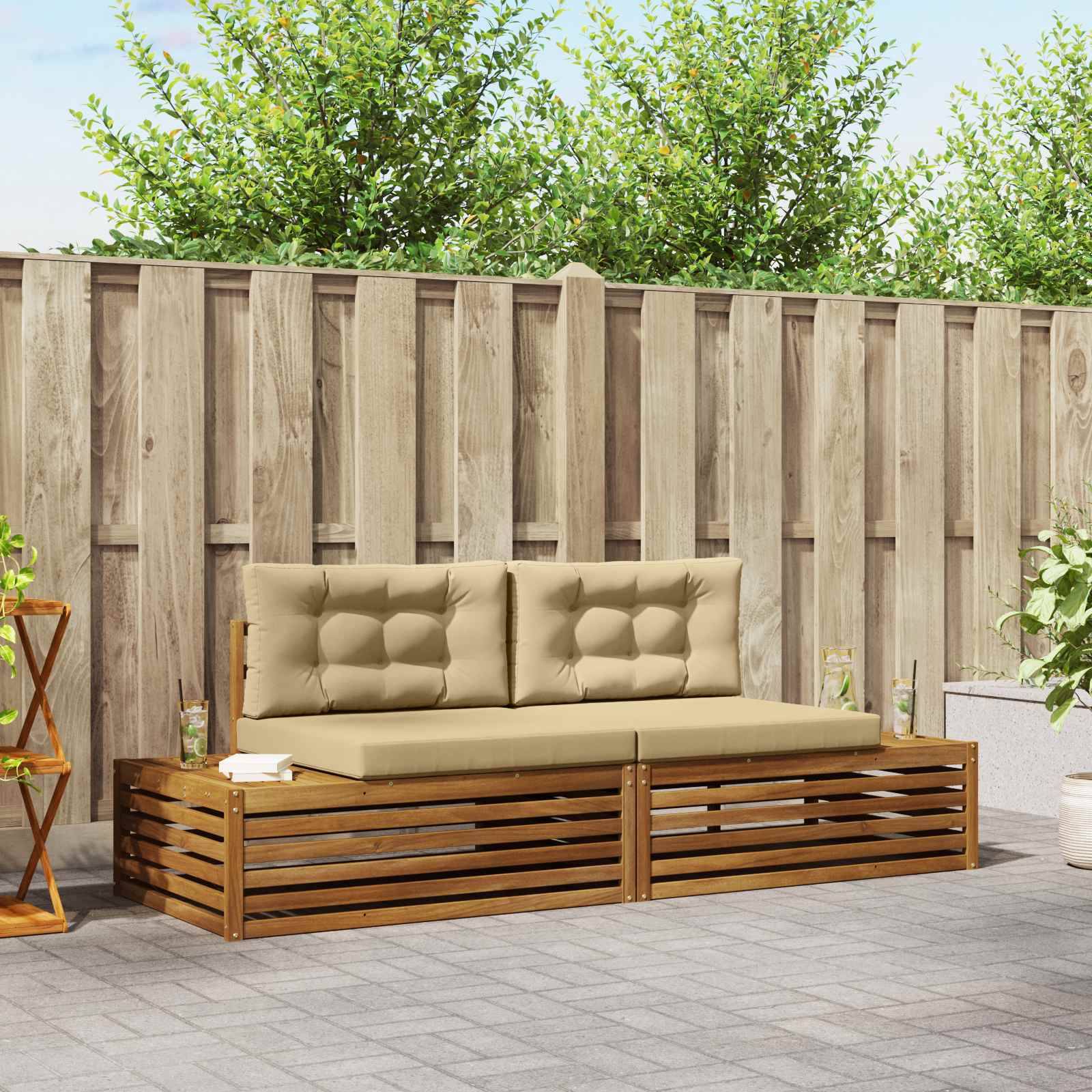 vidaXL Udendørs sofagruppe Naturlig og Beige 203,5 x 83 x 73 cm