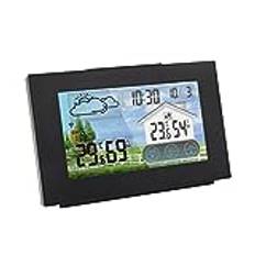 Cankypu Trådlös väderstationsprognoser inomhus uhustermometer Hygrometer med sensor Färgpekskärm Väckarklocka Kal med snooze justerbar brundsbelysning USB-laddning