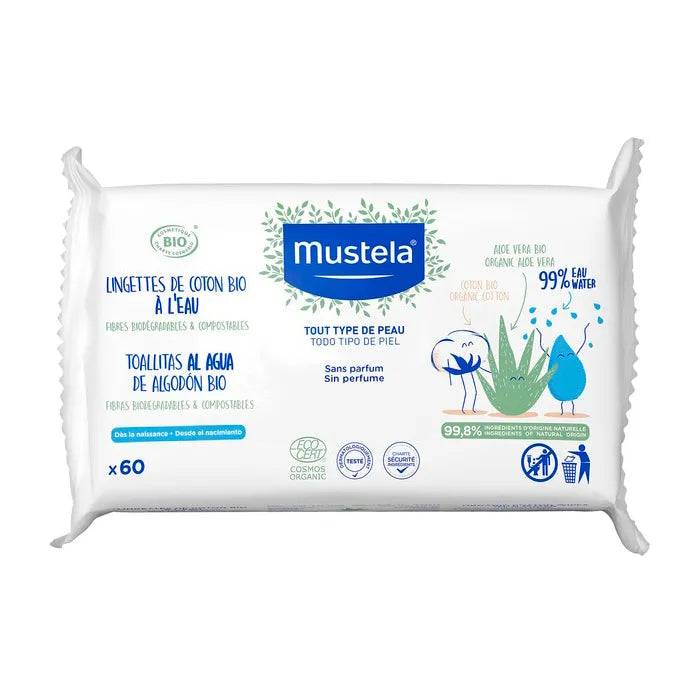 Mustela Organic Cotton Water Wipes 60U
