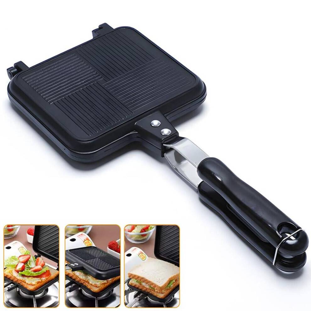 Ristet sandwichmaskine, non-stick grillet sandwich panini maskine, 5,5 tommer, Til alle komfurer, til indendørs og udendørs køkkener d