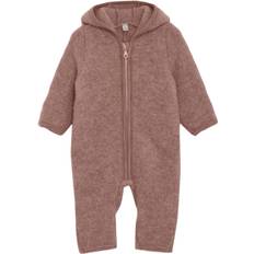 Huttelihut Pram Suit Ears Wool Fleece Str 80 - Burlwood Heldragter Merino Uld hos Magasin