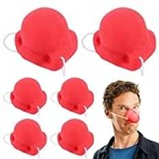 Clownnäsa – röd clownnäsa | clown näsa vuxen | 6 delar Rudolph ren näsa | gummi rolig röd clownnäsa med elastisk för män kvinnor | cirkusnäsor för cosplay, clown näsa dag, födelsedagar,