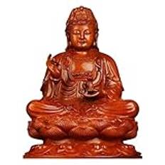 Buddhist Avalokiteshvara Kuanyin, Guan Yin-staty av trä, Buddhismstaty på Lotus - kinesiska Feng Shui-presenter(Red,58cm)