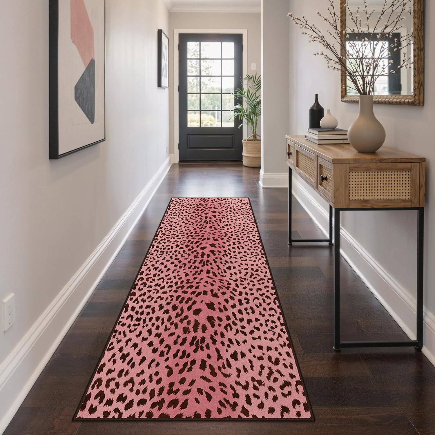 Leopard Print Hallway Carpet Long Strip Runner Rugs Soft Short Plush Bedroom Bedside Floor Mat Non-slip Rug Kitchen Mats Tapete