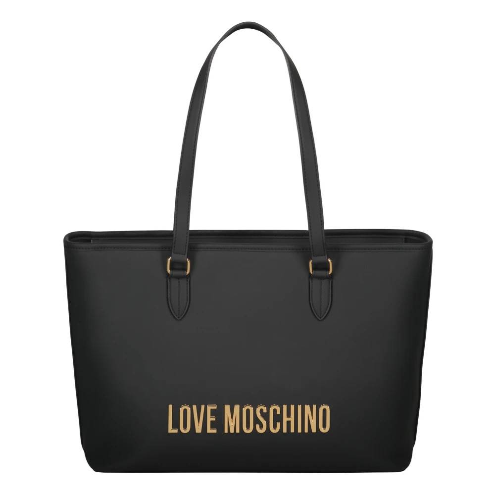 Love Moschino Tote Bag med Lange Hanke - Tasker - Dame - Sort - ONE SIZE - Uld