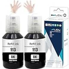 LCL 113 svart bläckflaska ersättning för Epson 113 bläckpatronflaskor multipack kompatibel med Epson EcoTank ET-16150 ET-16600 ET-16650 ET-16680 ET-5150 ET-5160 ET-5170 ET-5800 ET-5850 (2-pack