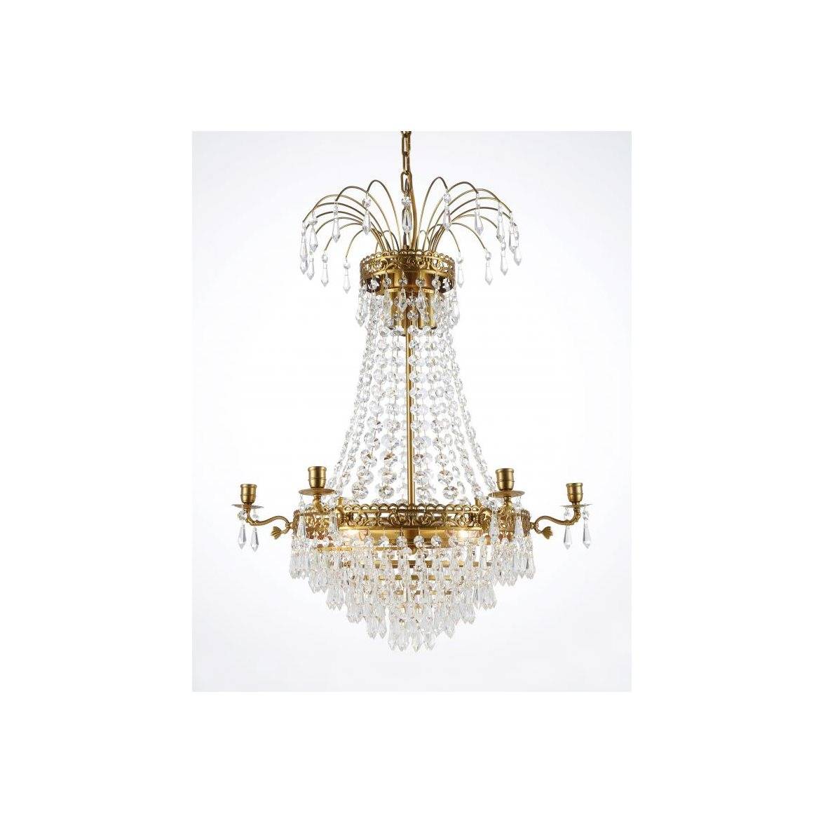 Norrsken Design Kristallkrona Empire Classic 6-Armr Medium Borstad Mässing 55cm