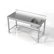 Professionel stålbord med vask - 160x70x85 cm