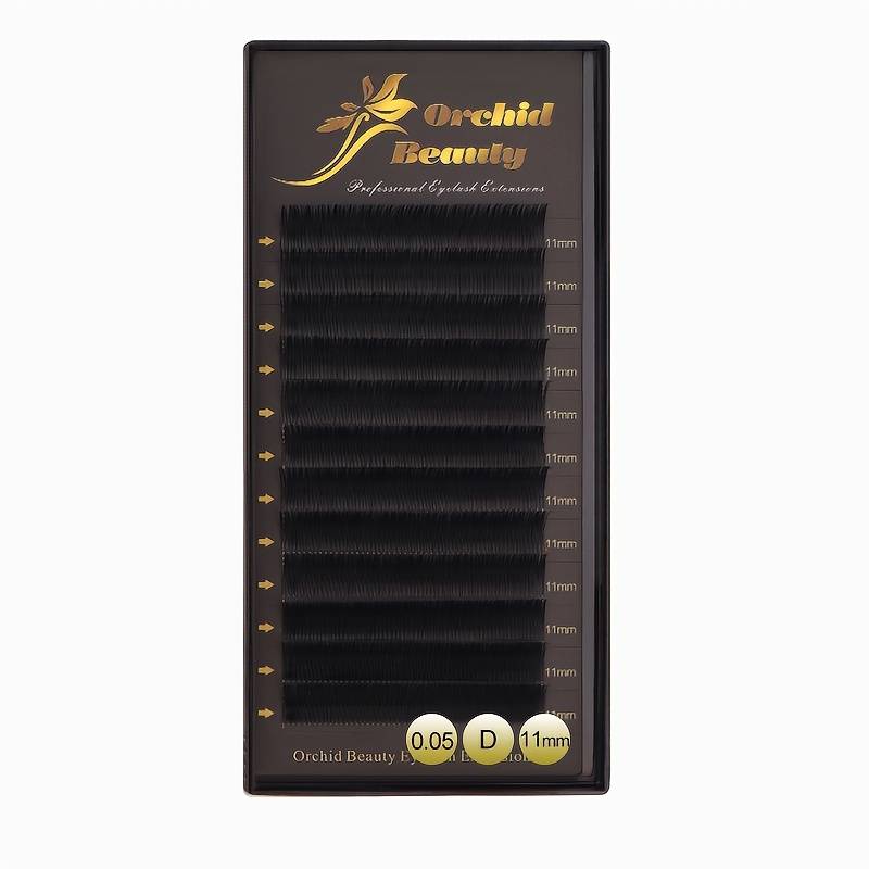 TEMU Orchid Beauty Offers Individual Mink Lash Extensions In A 12-row Format, Featuring A Matte Black End. Super Soft Synthetic Lashes Are Designed For