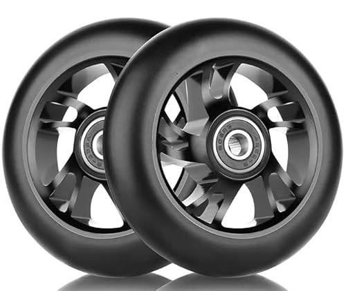 100mm Stunt Scooter Rollen Roller Reifen - Scooter Räder Ersatzräder,Mit Felgen Aus Aluminiumlegierung Und Anti-Blockier-Lager, Scoot and Ride Roller Zubehör für Scooter (2Stück 100mm Schwarz)