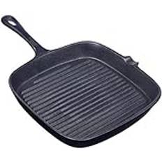 GJMASFDE Stekpanna 22/24 cm gjutjärnsrandig tjock botten hem trädgård BBQ biff stekpanna wok