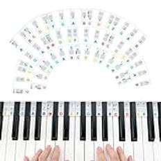 JurciCat Avtagbara Etiketter För Pianotangentbord För 88 Tangenter Piano Noter Nybörjare Piano Keyboard Stickers Tillverkad Av silikon Återanvändbar Och Levereras Med Låda (Rainbow）