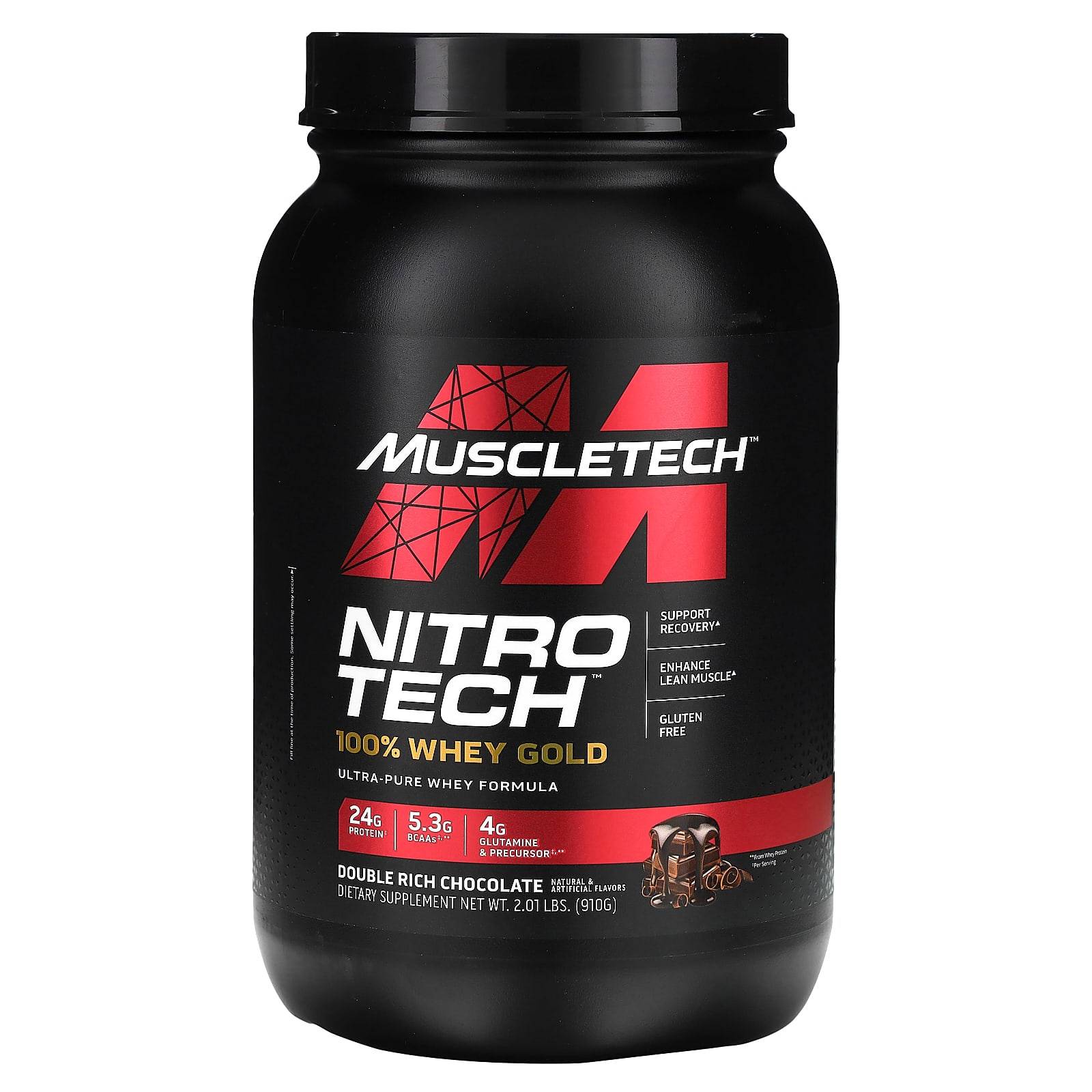 Nitro Tech, 100% Whey Gold, Double Rich Chocolate, 910G (2.01Lbs)