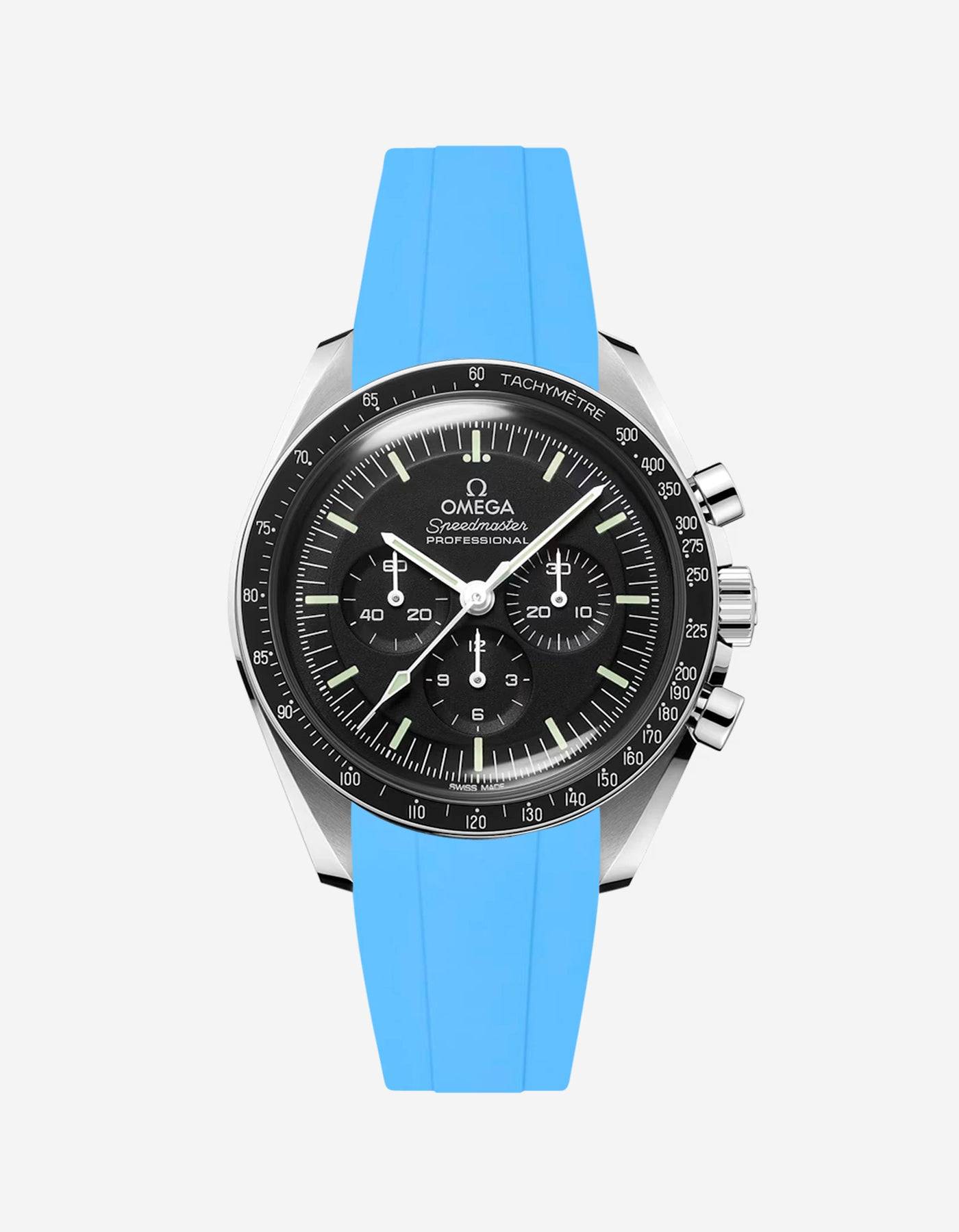 Omega Speedmaster Rubber Straps | Wristbuddys.com Capri Blue