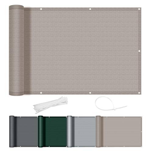 AXT SHADE Balkonginsynsskydd 90x600cm in 100% HDPE Ogenomskinlig Balkong Skärm UV-skydd Balkongbeklädnad Vattenavvisande Och Väderbeständig För Balkong Terrass Trädgård-Gråbrun