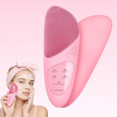 Ansiktsrengöringsborste, USB-uppladdningsbar med 4 vibrationslägen, ansiktsrengöring, exfolierings- och massagemaskin, mjuk vattentät hudrengöringsenh - Multifärgad (Svart - One Size,Rosa - En Storlek)