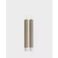 Deluxe LED Kronelys 15cm 2stk - Sand
