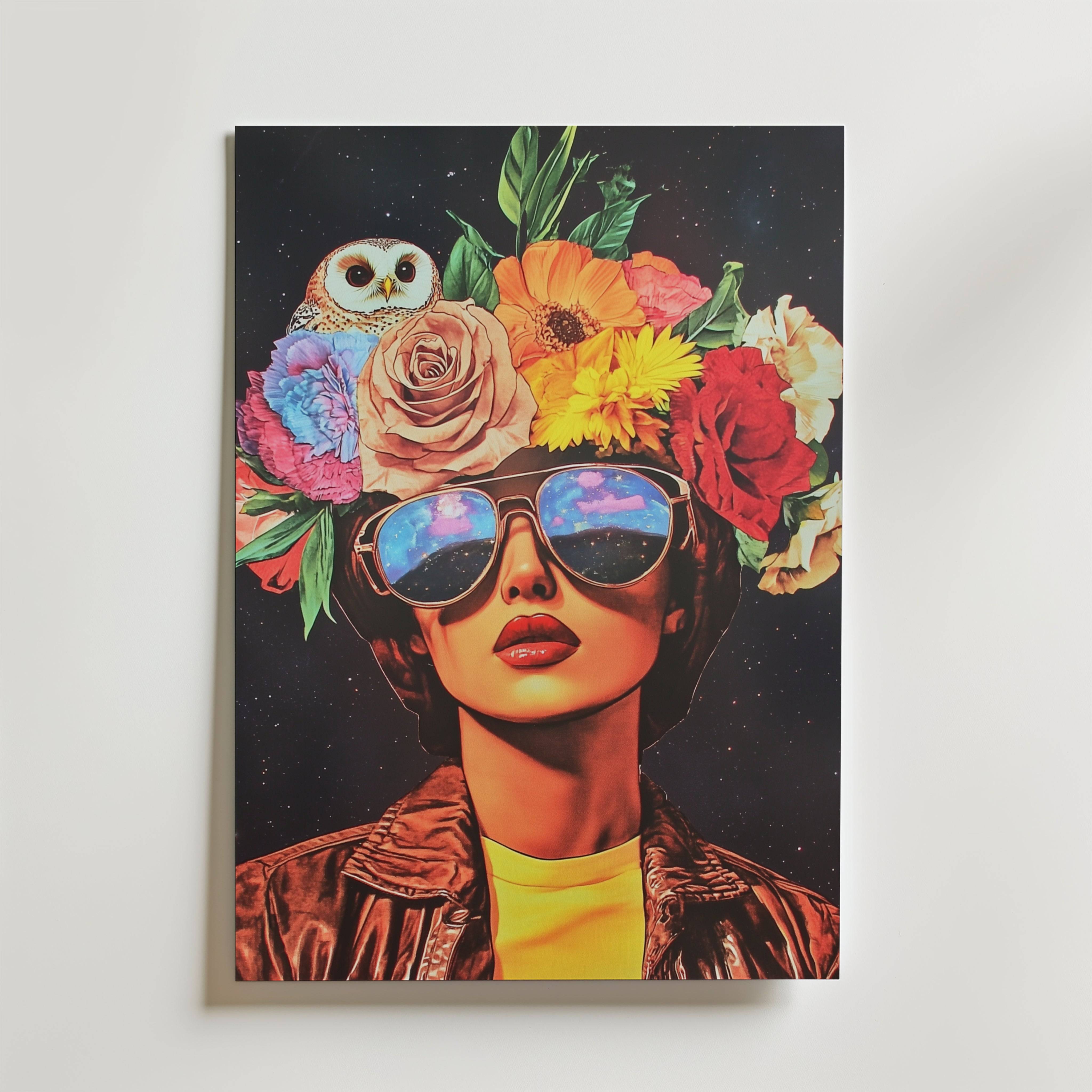 Floral Eyewear Portrait Poster - Premium Canvas 30x40 cm