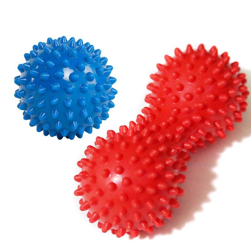2 st jordnötsmassageboll relax muskel fitness träning boll taggig triggerpunkt lindring muskel ben smärta stress pilates handbollar