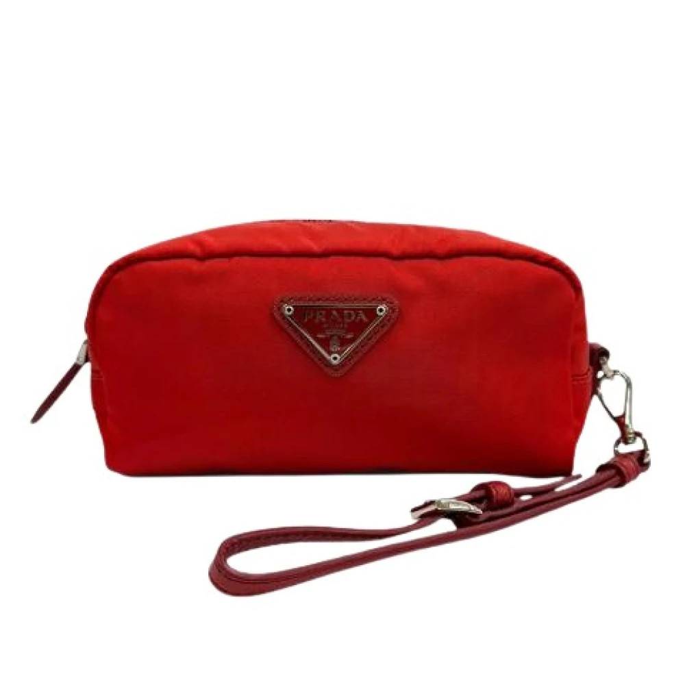 Prada Vintage Pre-owned Vintage Nylon Pouch - Vintage - Dame - Rød - ONE SIZE - Nylon