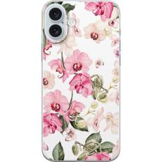Apple iPhone 16 Plus Gennemsigtigt Telefoncover Rosa blommor