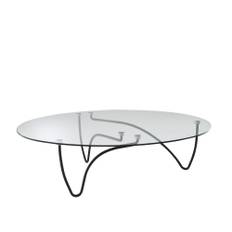 Ligne Roset - Rythme Oval Table - Clear Glass Top/Black Lacquered Base - Soffbord - Angie Anakis - Transparent - Glas/Metall