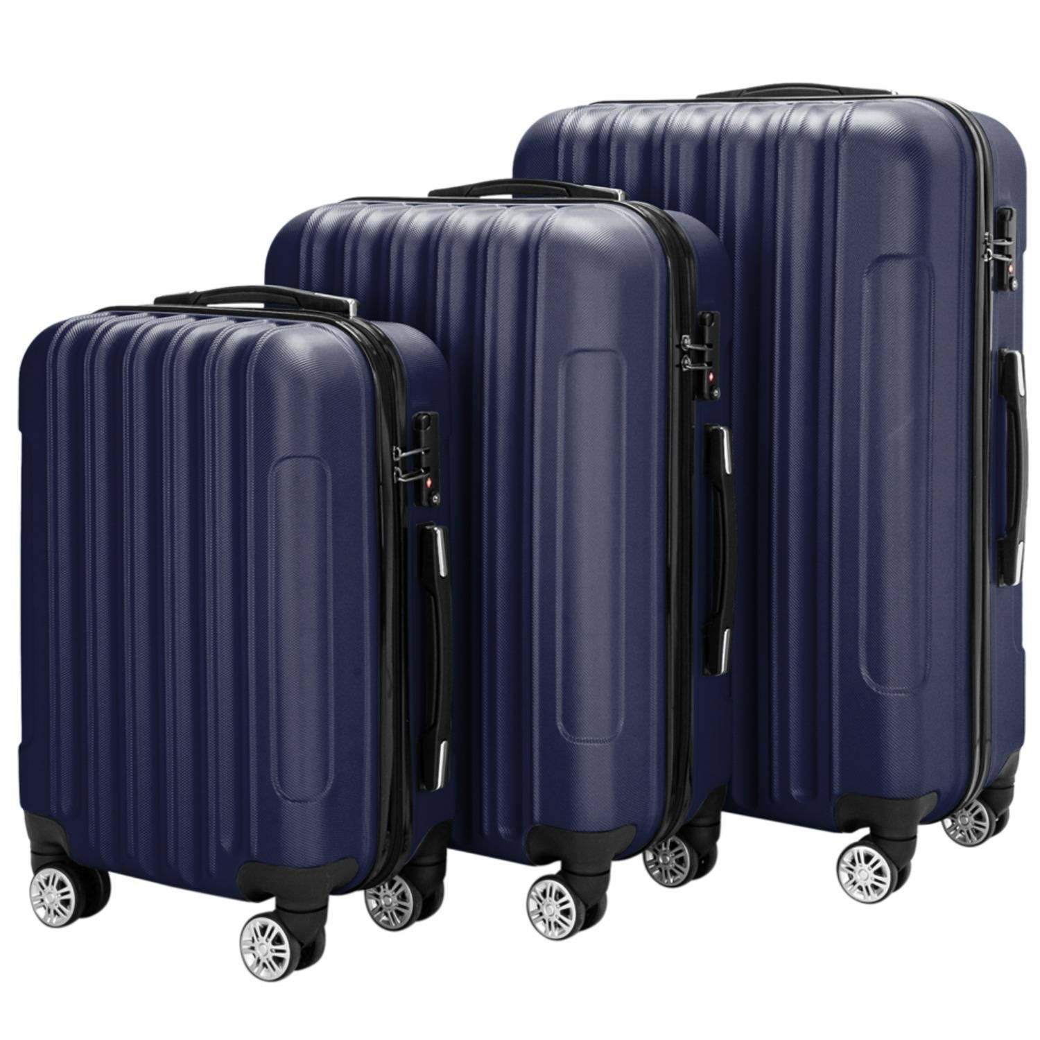 Bonnlo 3pcs Suitcase Set, Hardshell Luggage Set, 4-wheel Travel Suitcase, Abs Trolley Sizes M-l-xl, With Telescopic Handle, Storage Space