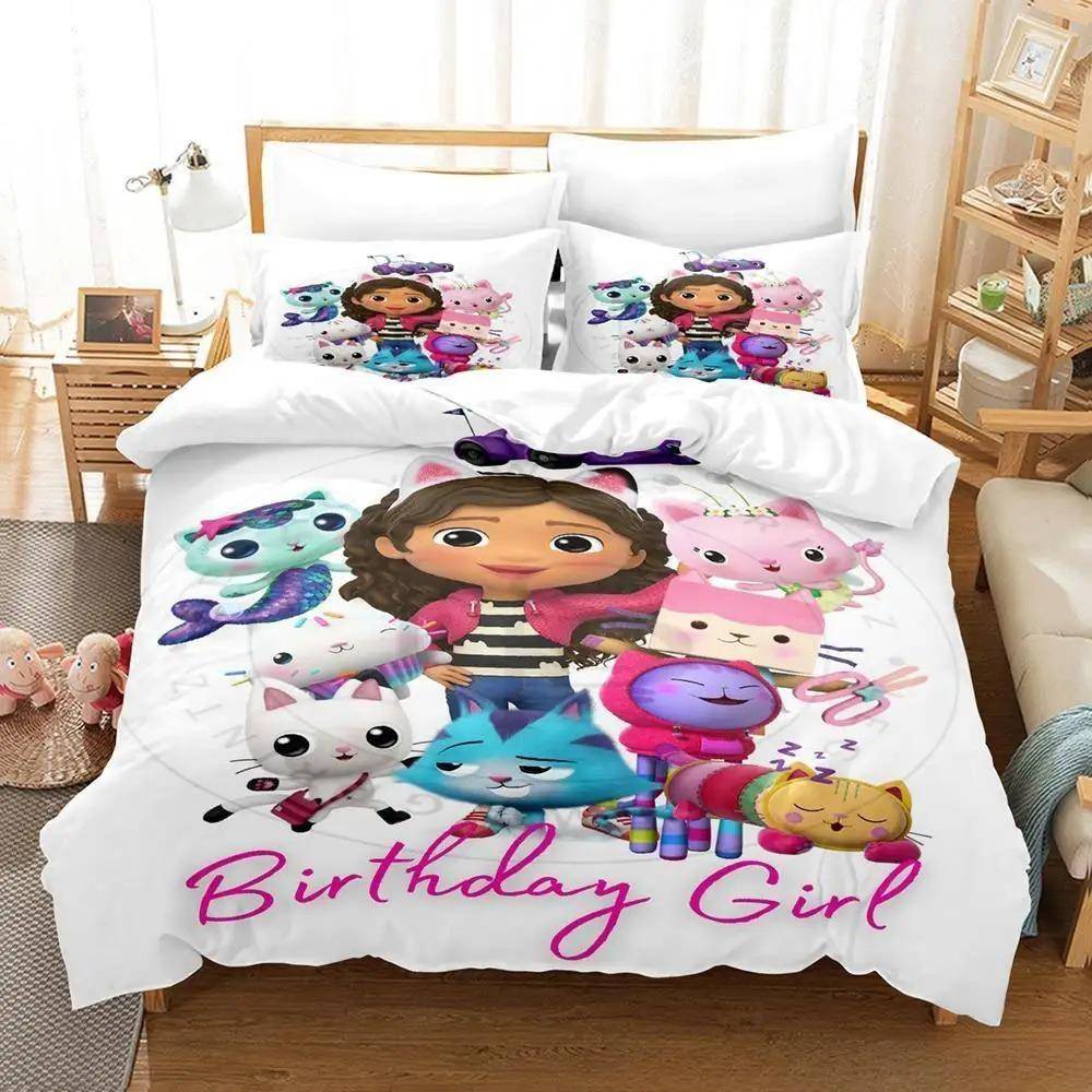 Gabbys Dockhus Sängkläder Set Enkel Twin Full Queen King Size Sängset Vuxen Barn Sovrum Påslakanset 3D Anime Lakan Set 70x133cm 2pcs