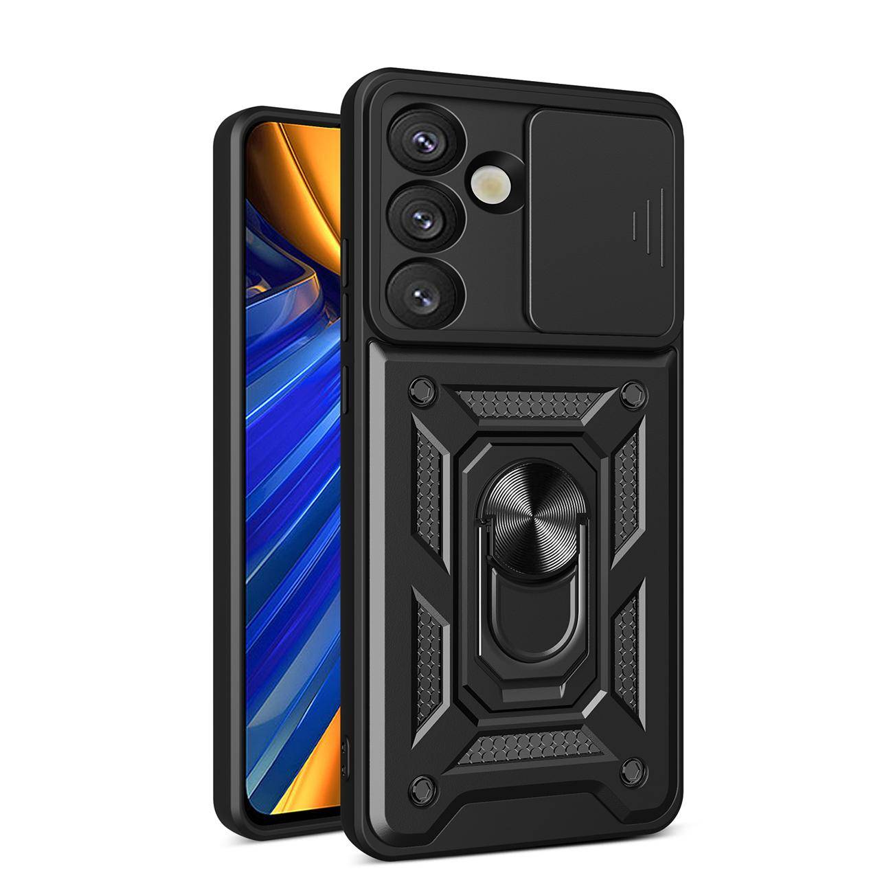 Pancerne etui z podstawką osłoną aparatu na Realme GT 7 Pro 5G Hybrid Armor Camshield - czarne