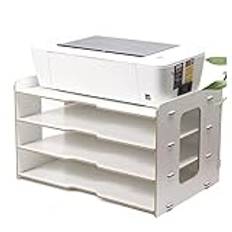 printer stand Thicken File Holder Wooden Desktop Multi-layer 4 Grid Office Bookshelf A3 Paper Storage Box Information Box A4 Printer Rack printer stand for desk (B)