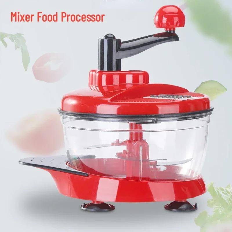 Mixer Matberedare Kök Manuell Kraftfull Äggvisp Köttkvarn Grönsakshackare Strimlare Rostfritt Stål Blad Skärare red