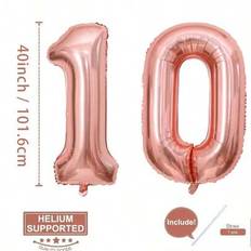 1/2 st 40-tums roséguldfärgade sifferfolieballonger, födelsedagsfestdekorationsballonger för 1-70 år, lämpliga för födelsedag, bröllop, årsdagar, foto - Rosa Guld (Multi-size)