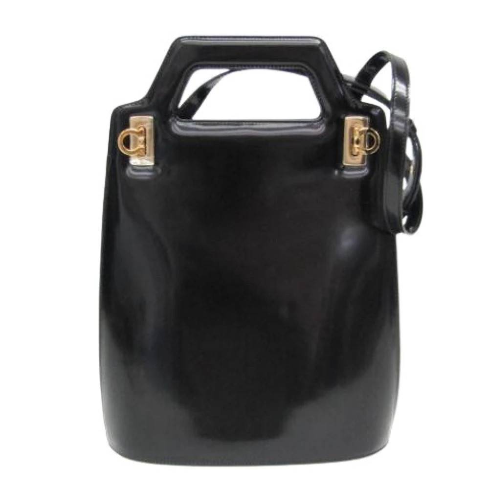 Salvatore Ferragamo Pre-owned Pre-owned Wanda Dh-21 3483 Håndtaske - Vintage - Dame - Sort - ONE SIZE - Uld
