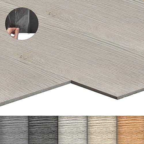 LZQ PVC-golvbeläggning, vinylgolv, självhäftande, med träeffekt, 72 vinylplattor 10,04 m² golvplattor självhäftande, självhäftande kakel golv slitstark vattentät för vardagsrum kök, ek vit