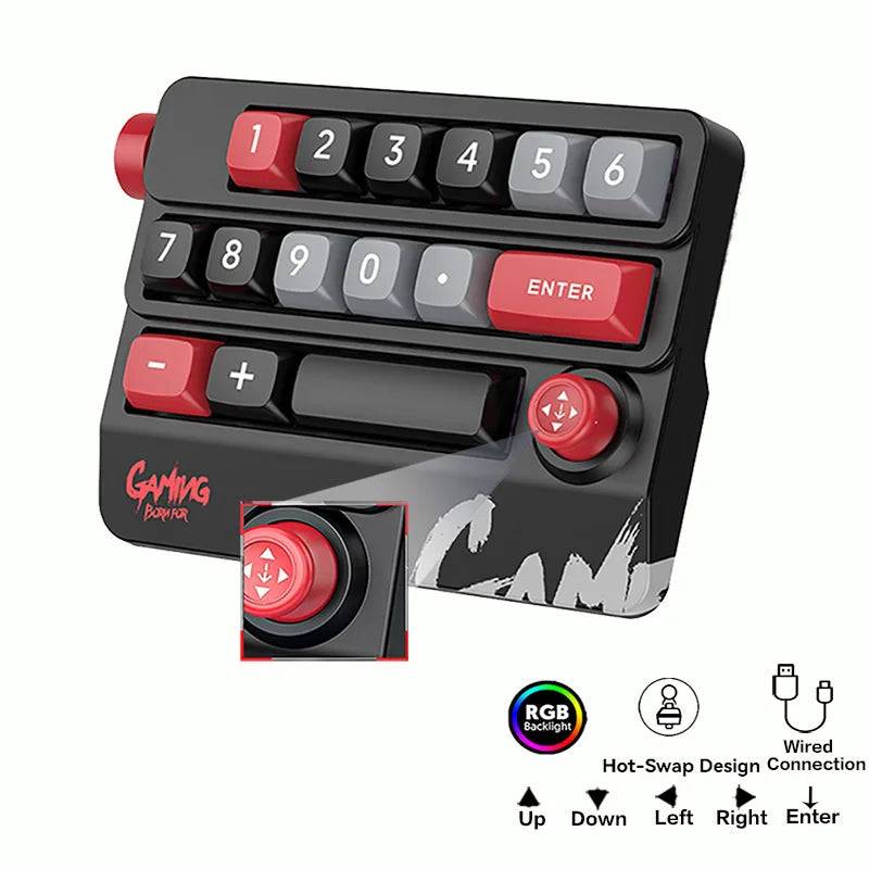 Rocker Knob Programming Macro Custom Keyboard RGB Backlight Wired Programmable Gaming Keyboard Full Hot Swappable Key - White / Red Switch