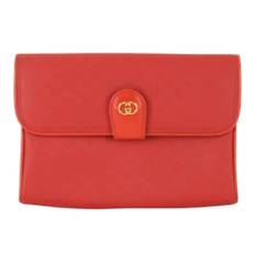 Gucci Vintage, Pre-owned, Dame, Rød, ONE SIZE, Tyl, Pre-owned Laeder clutches