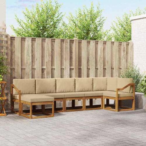 Utomhussoffset med kudde 7 pcs Naturlig och Beige