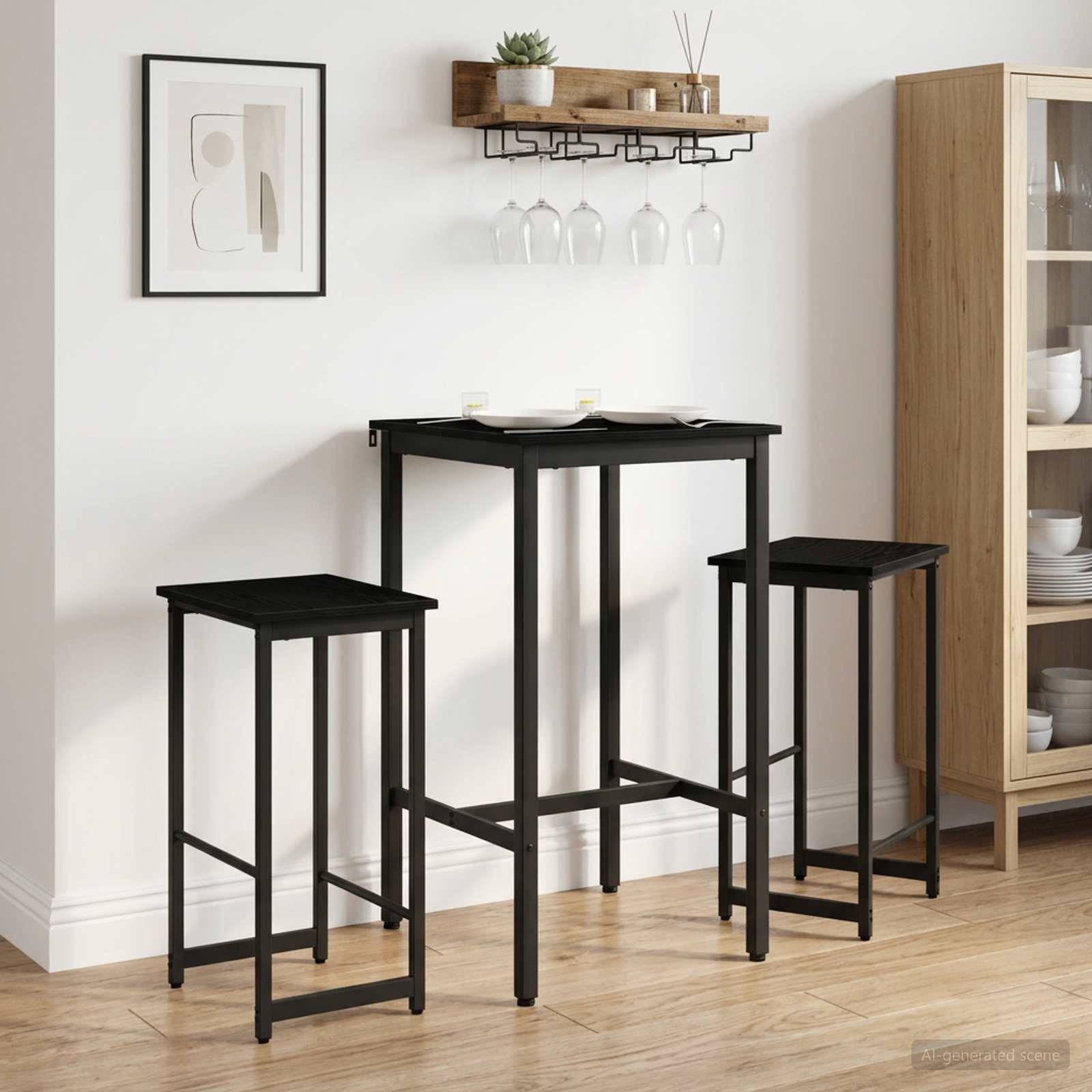 Barbænk 2 stk. Sort eg 40 x 32 x 74 cm Konstrueret træ